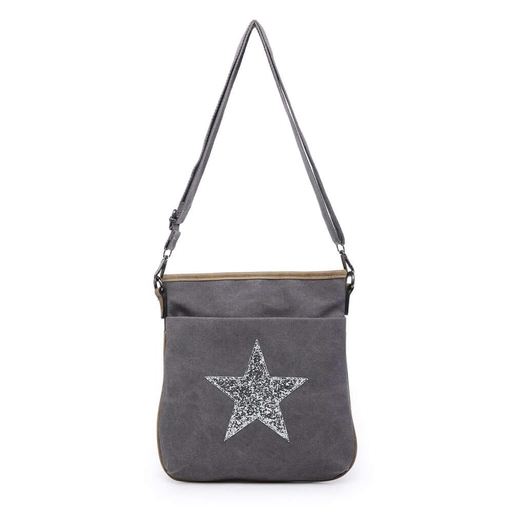 Canvas Glitter Cross Body Star Bag