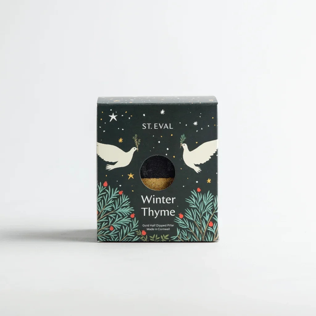 St Eval Artisan Candles - Christmas Winter Thyme Half-Dipped Gold Pillar Candle