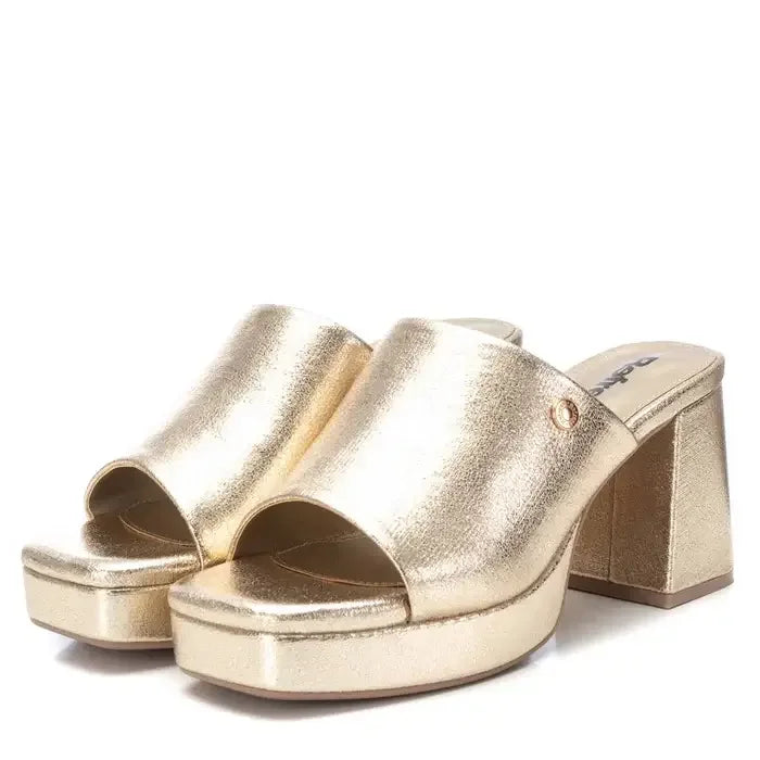 Refresh Gold Textile Mule Heels