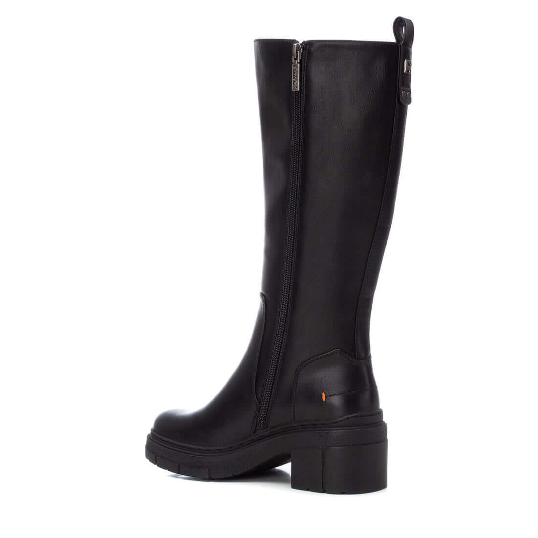 Refresh - Black Faux Leather Chunky Tall Boot