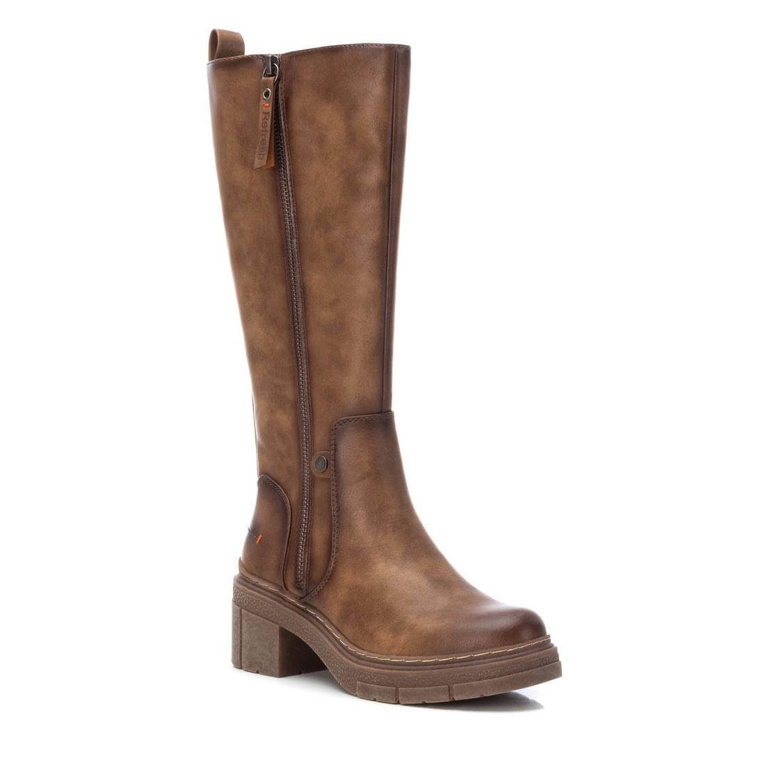 Refresh - Tan Faux Leather Chunky Tall Boot