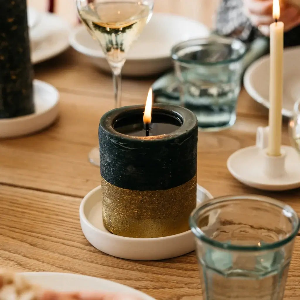St Eval Artisan Candles - Christmas Winter Thyme Half-Dipped Gold Pillar Candle
