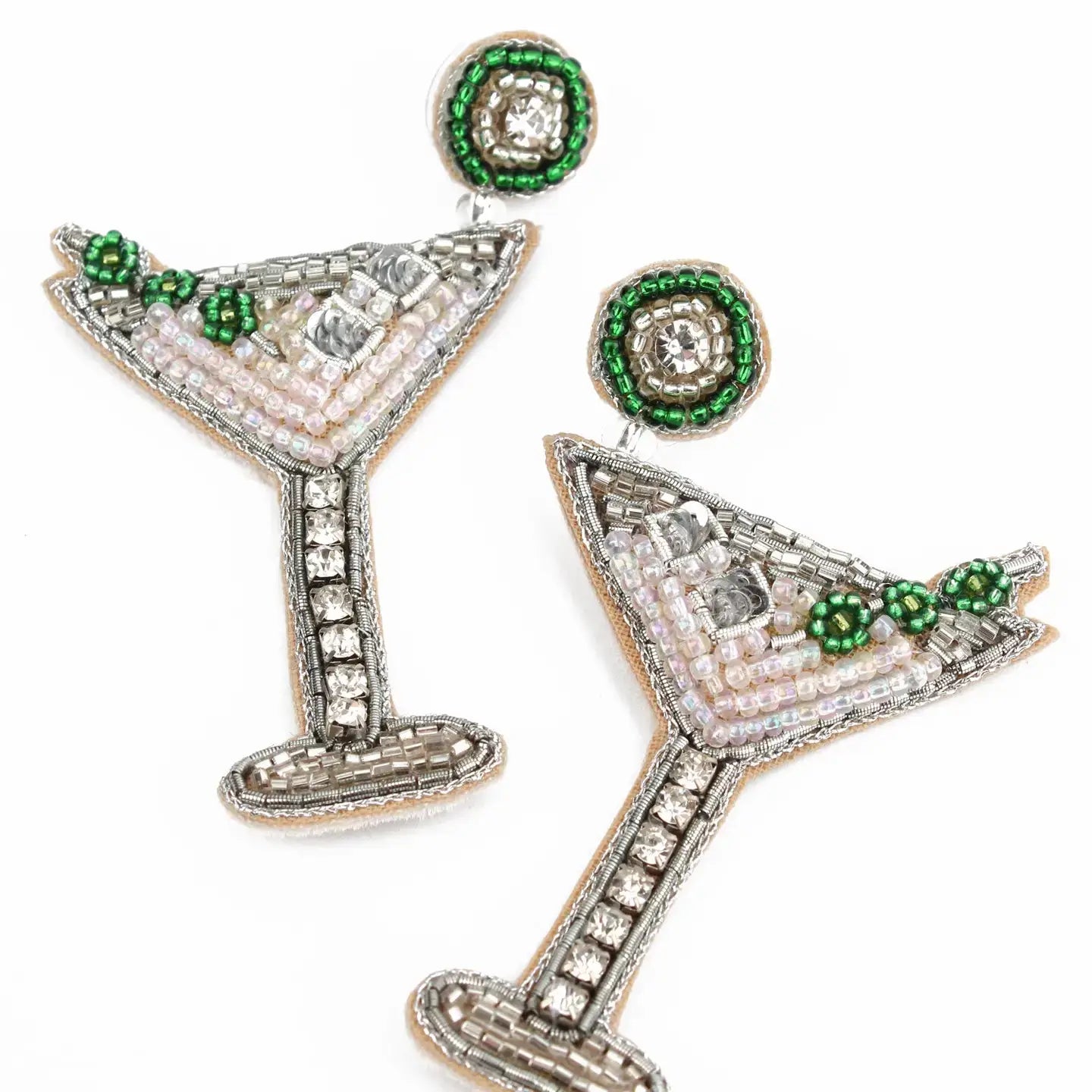 Martini Cocktail Beaded Earrings