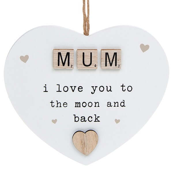 Scrabble Sentiment Hanging Heart Mum