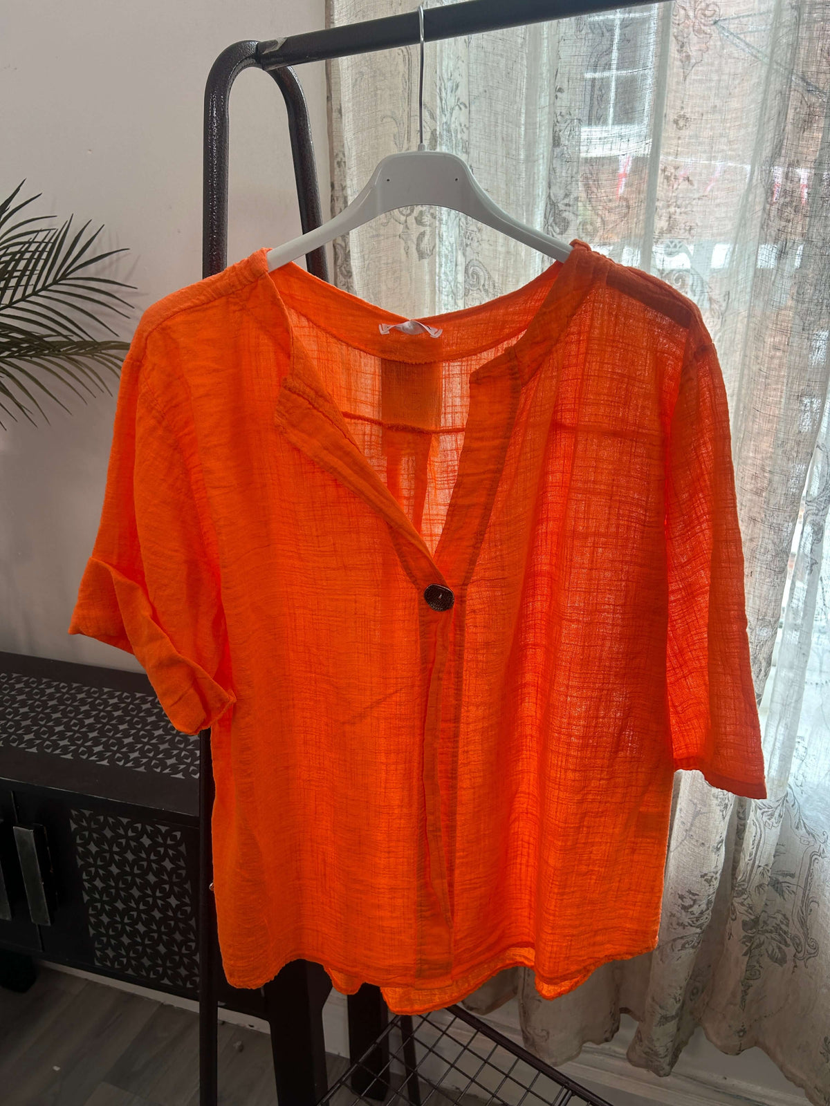 Atlanta One Button Boxy Slouchy Blouse