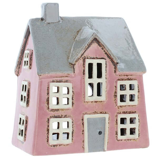 Village Pottery Dormer House Pink Tealight