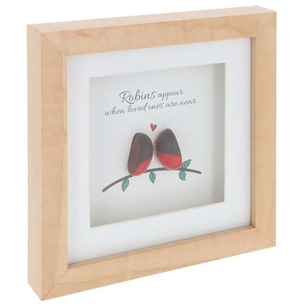 Pebble Glass Square Plaque - Robins Appear