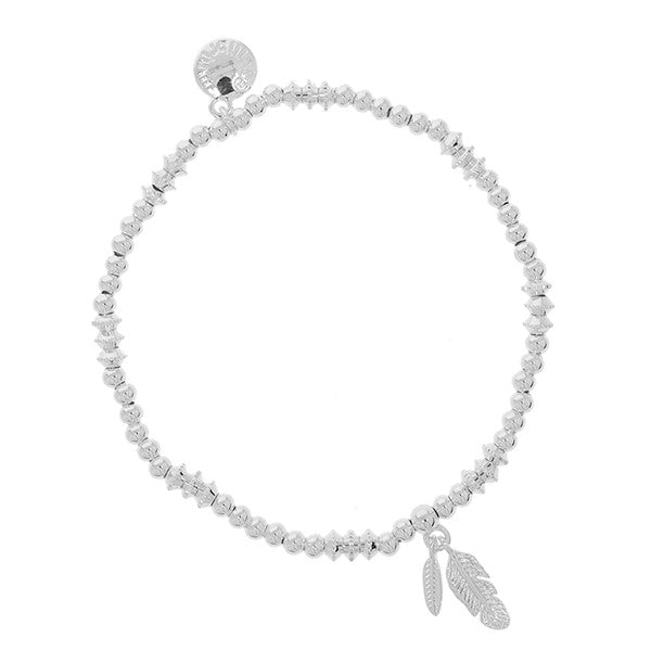 Stackable Silver Plated Bracelet - Feathers