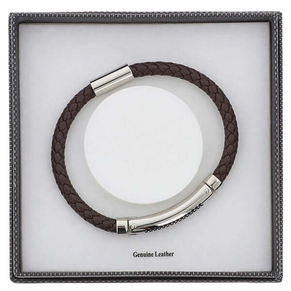 EQ For Men - Leather Herringbone Bracelet