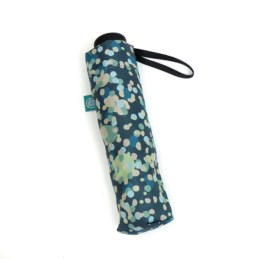 POM925 Teal mix dot print recycled umbrella