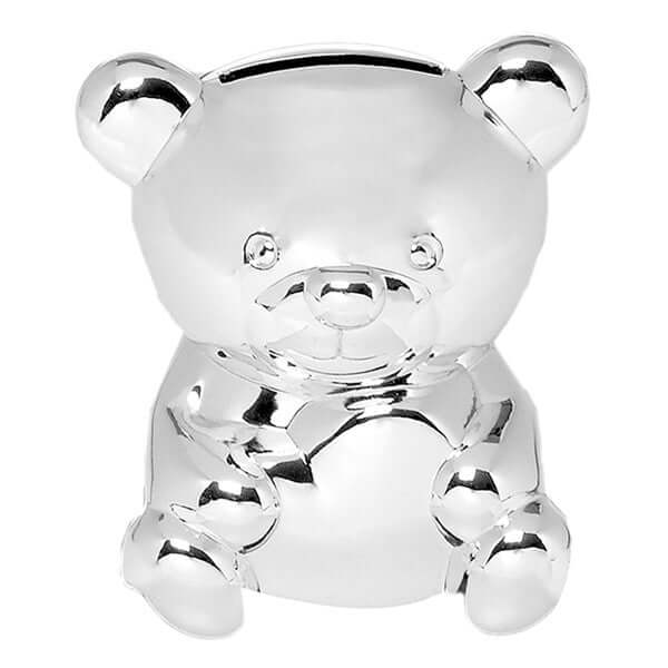 Teddy Silver Plated Mini Money Box