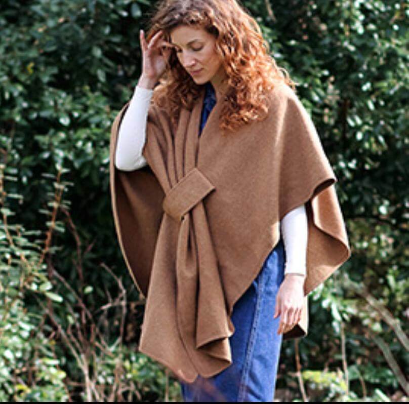POM925 - Amelia grey self tie waist poncho