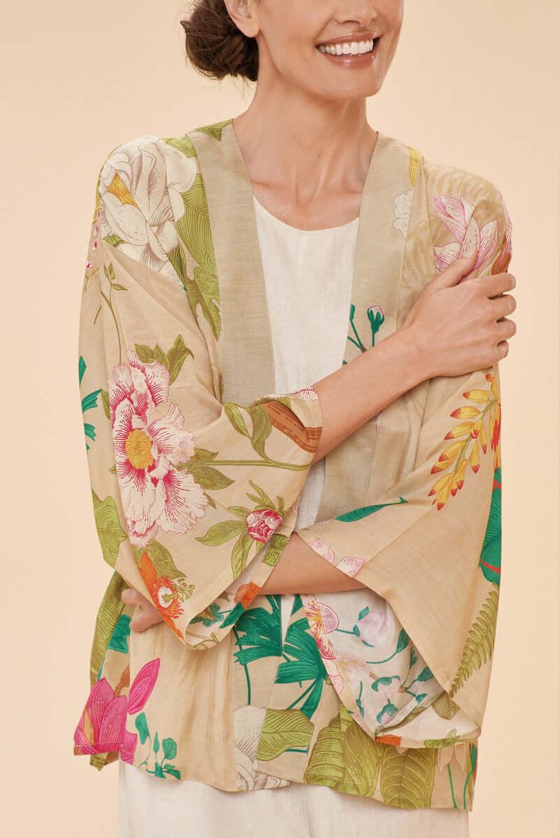 Powder Design Tropical Flora and Fauna Kimono Jacket in Coconut