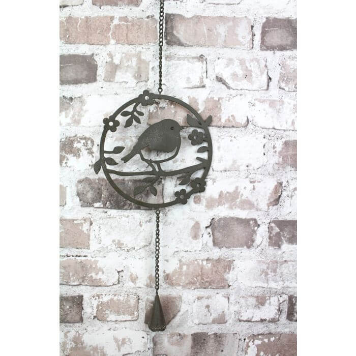 Metal Robin Grey Cutout Hanging Decoration