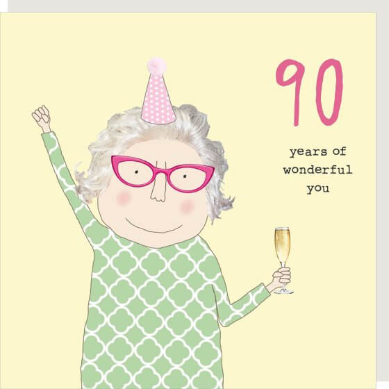 Girl 90 Wonderful You Birthday Novelty Card
