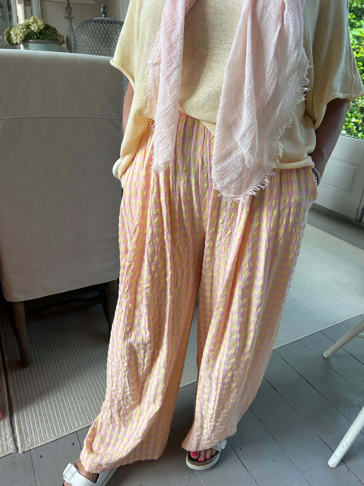 Tanya Floaty Gingham Pattern Trouser & Top (Sold Separately)