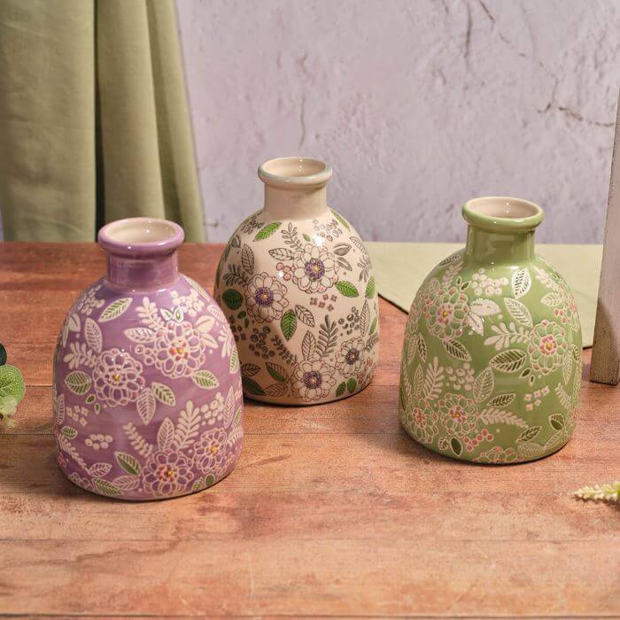 Floral Seranade Decorative Stoneware Assorted Vase