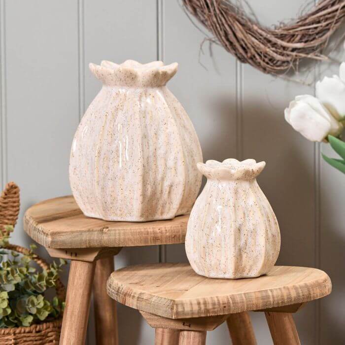 Ceramic Poppy Seed Textured Vase - Small