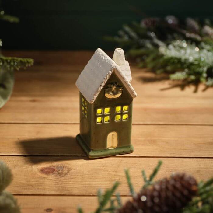 Evergreen Ceramic House with LED Light