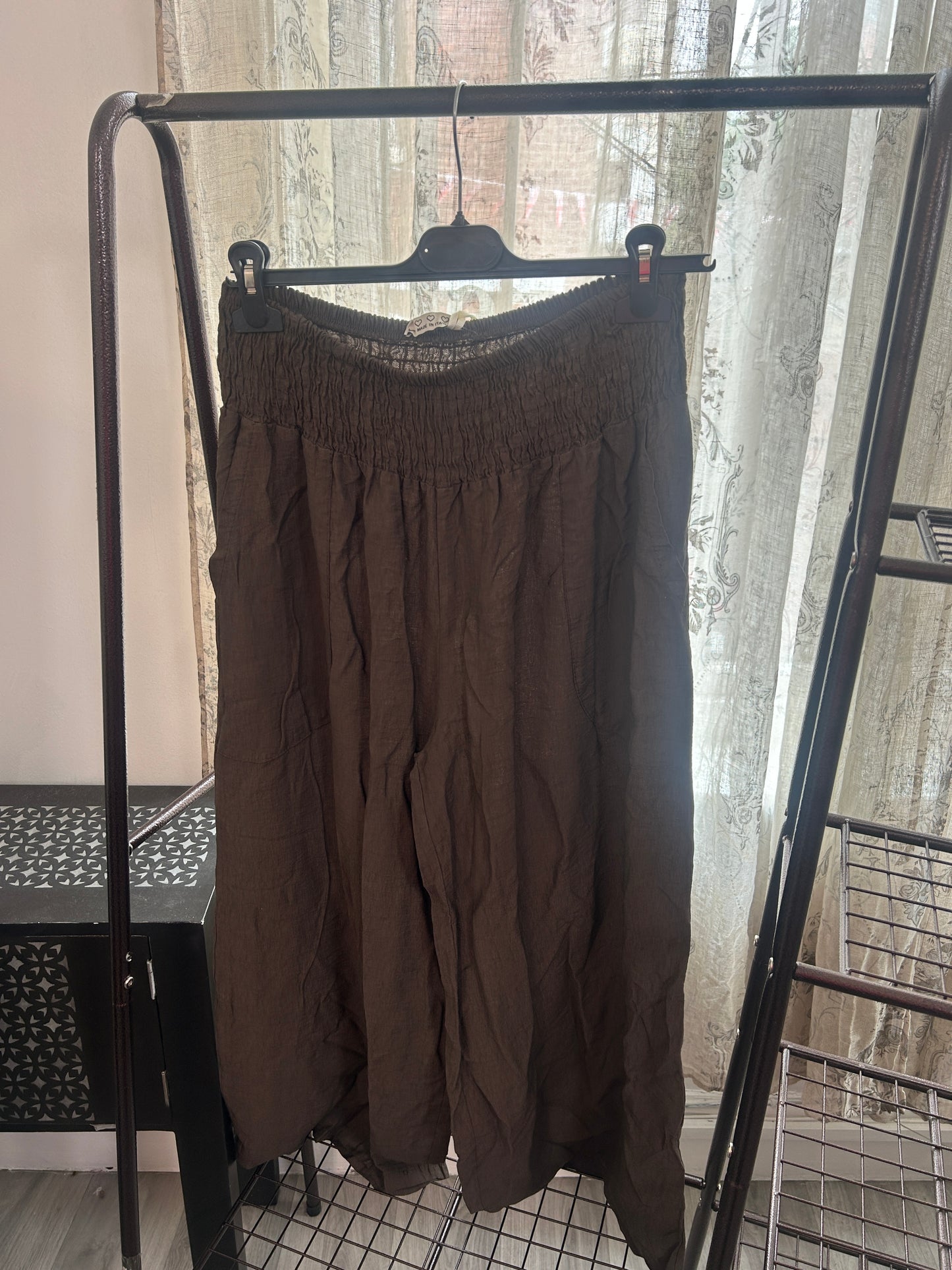 Olive Elasticated Waist Wide Leg Palazzo Trouser