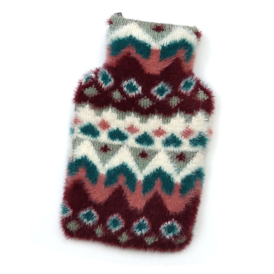 POM925 - Imogen fluffy duck egg and wine knit hotwater bottle