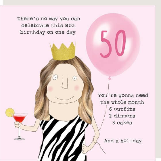 Girl 50 Birthday Novelty Card