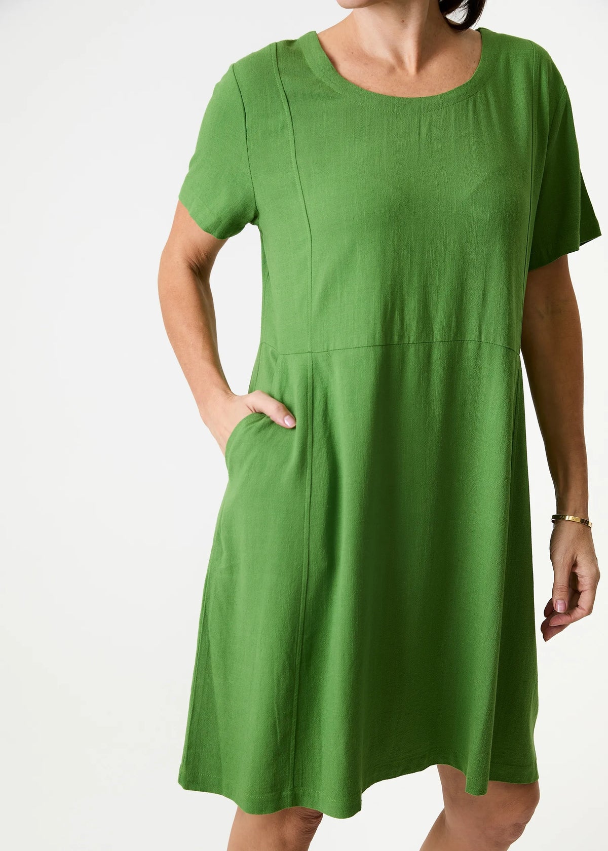 Jane Eliz - Linen Viscose Panelled Knee Length Dress