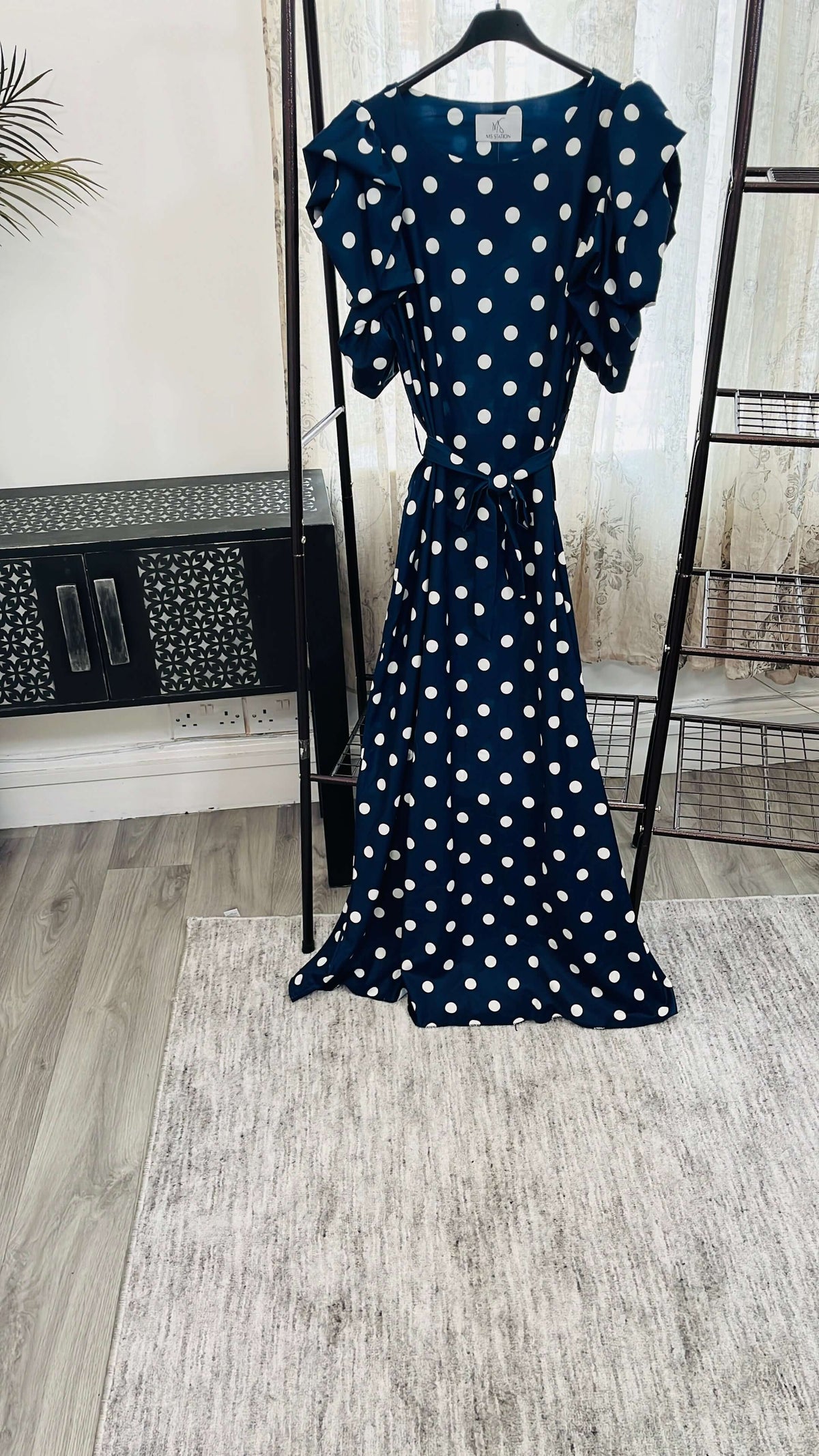 Polka Dot Frill Sleeve Maxi Dress