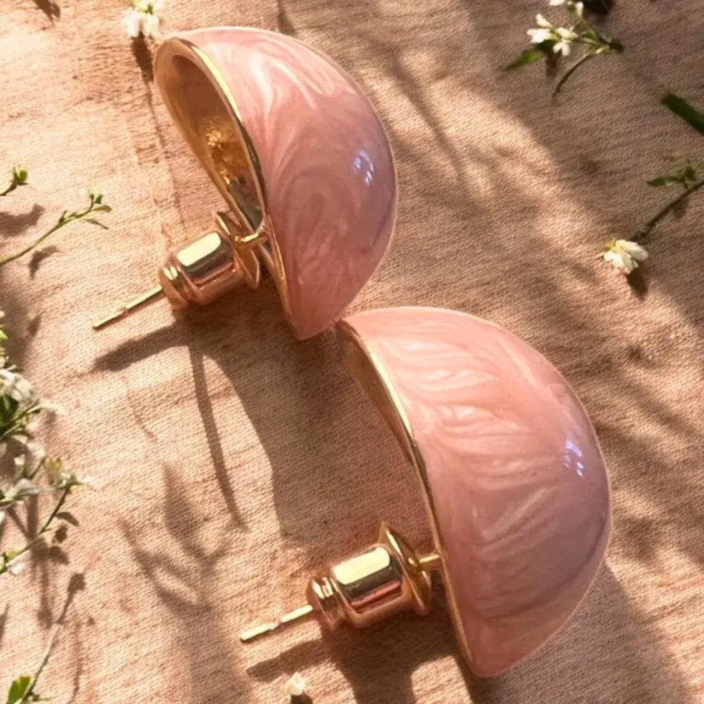 Jess & Lou - Dome stone Stud Earrings in Pink