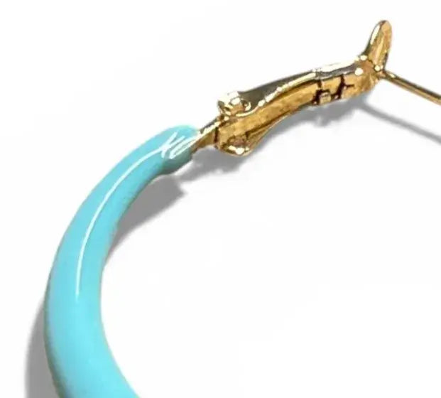 Jess & Lou - Enamel Hoop Earring Aqua