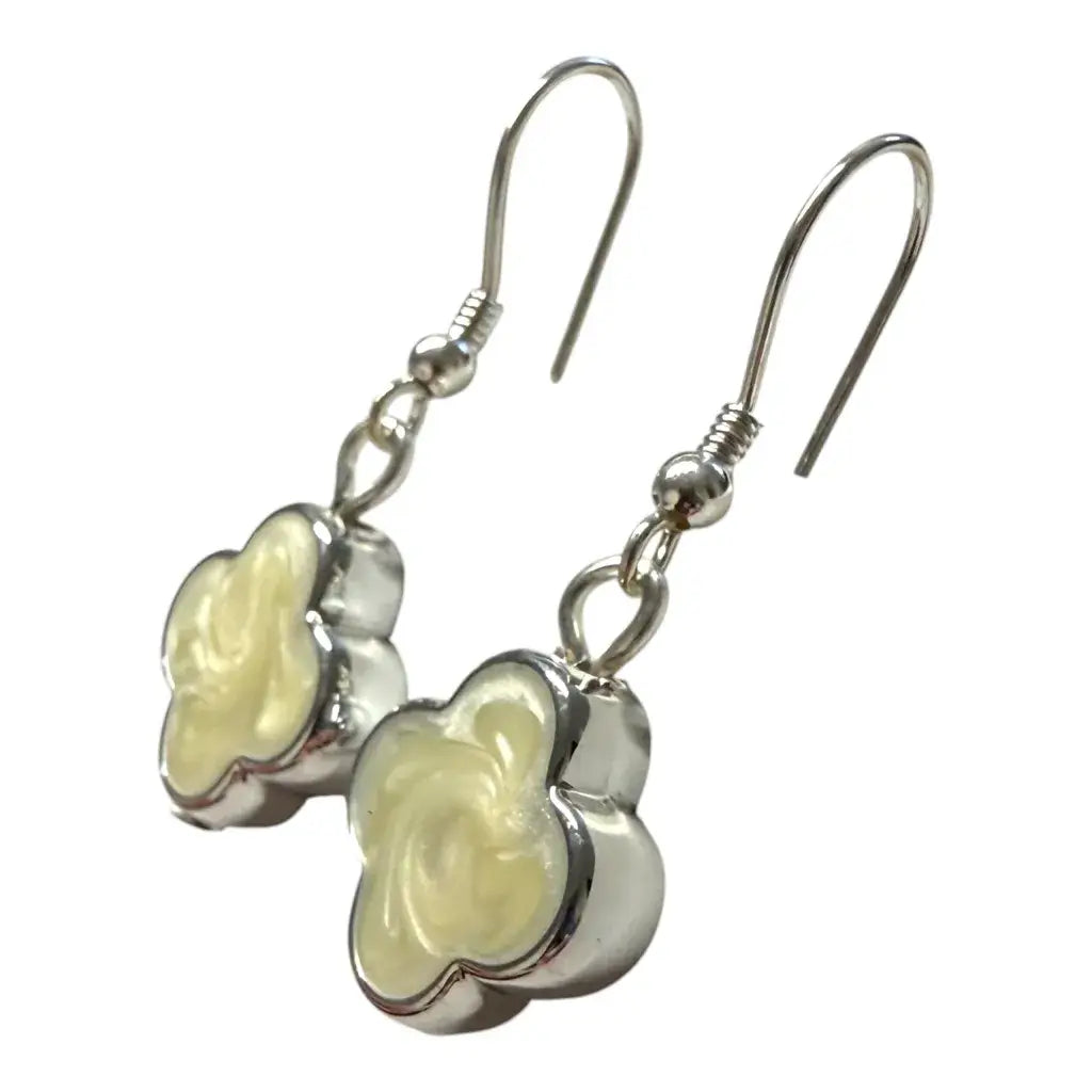 Jess & Lou - Pearlescent Clover Drop Earring White