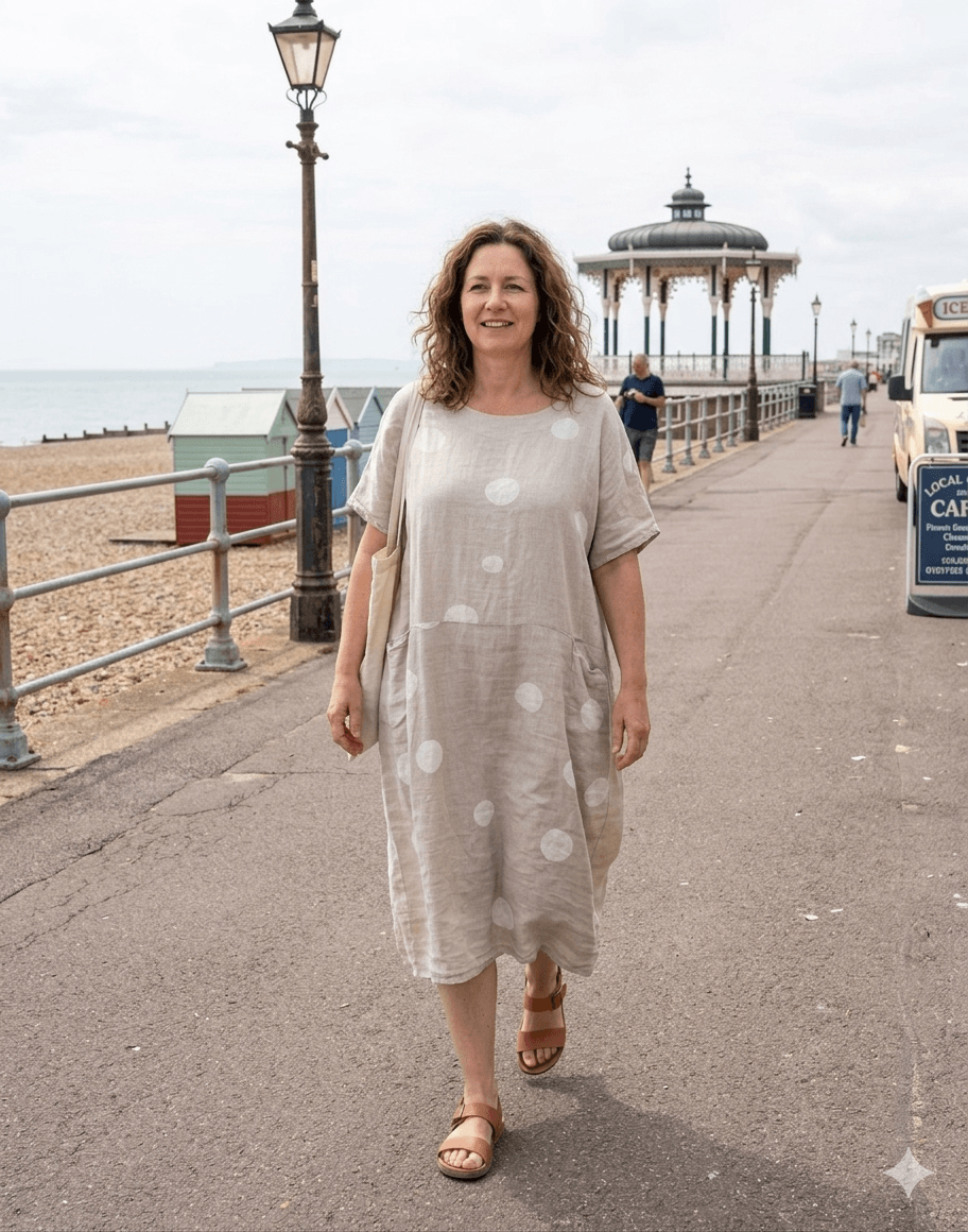 Winnie Polka Dot spotty Linen Dress