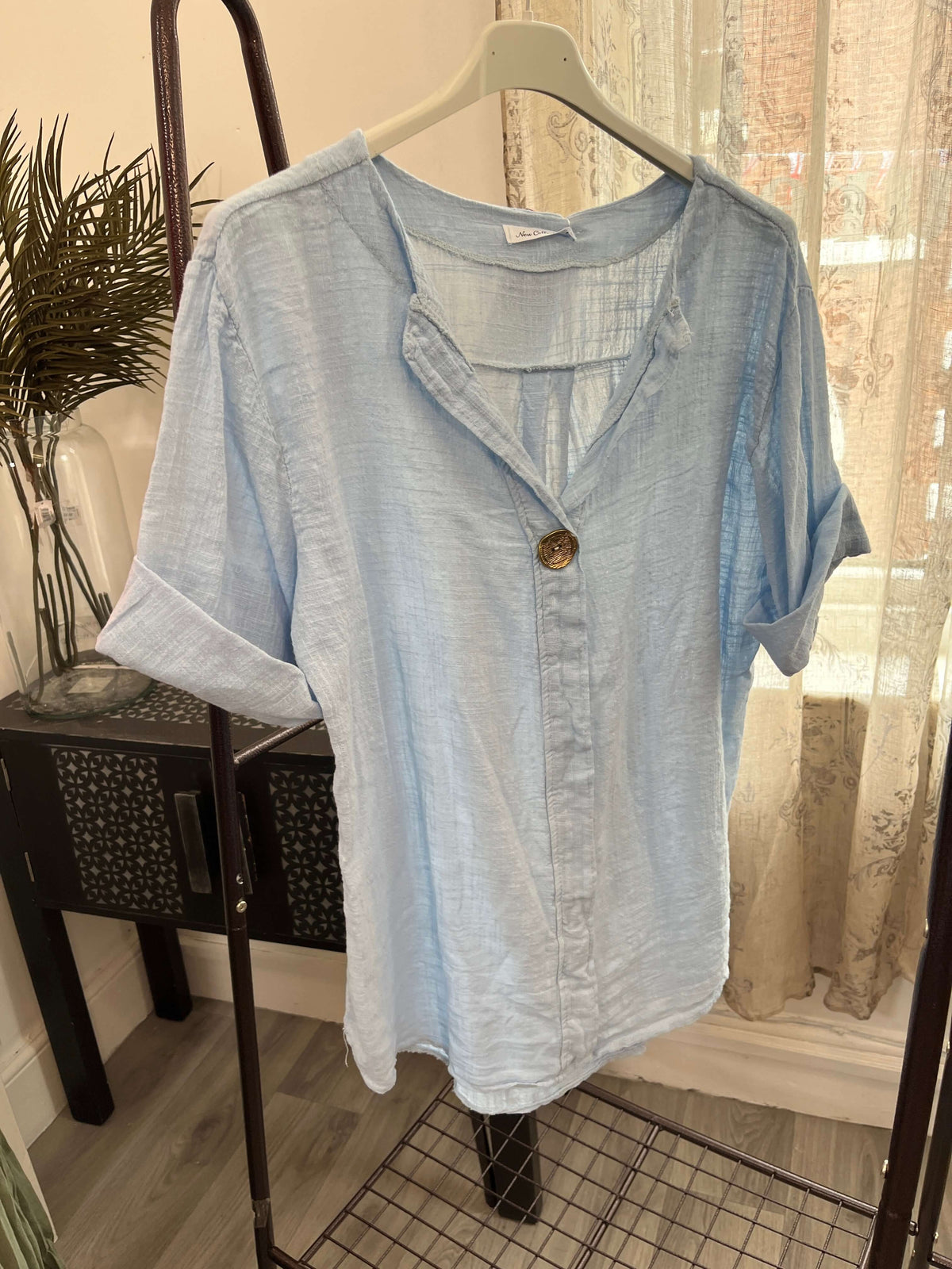 Atlanta One Button Boxy Slouchy Blouse