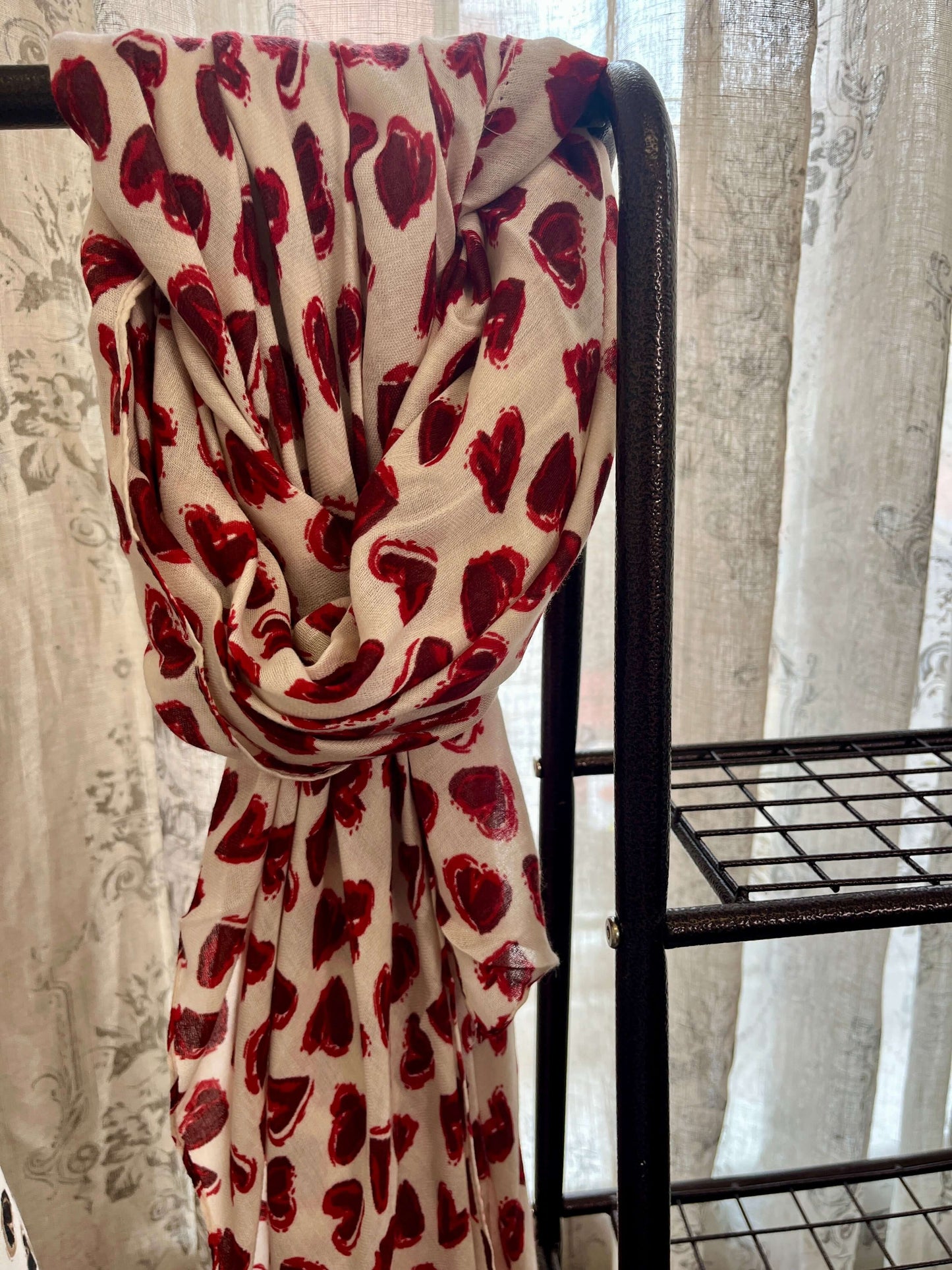 Heart Print Lightweight Scarf