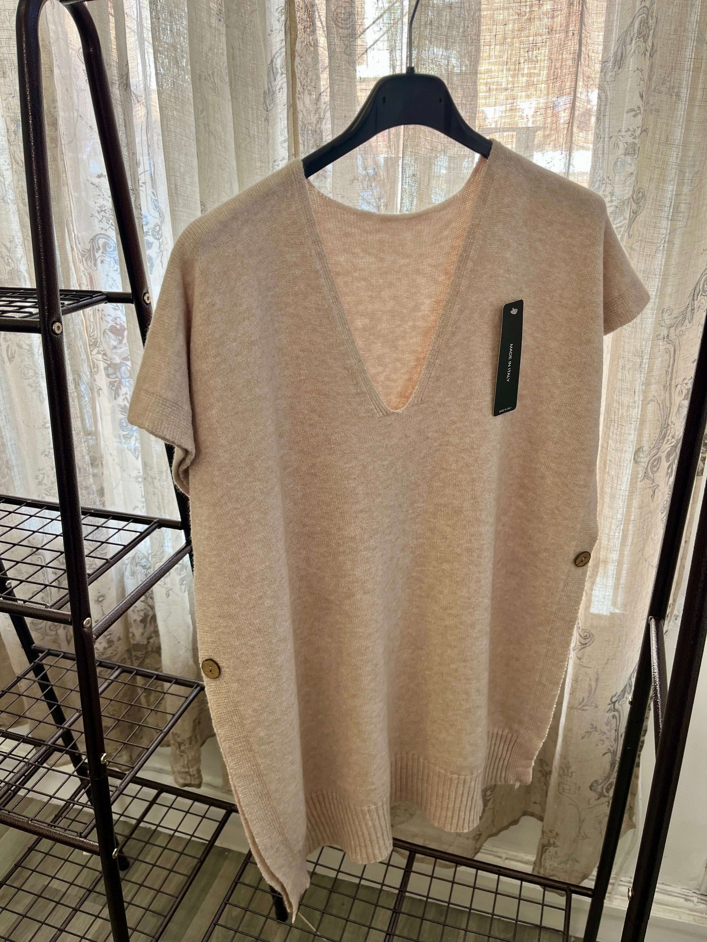 Vanessa V Neck Tabard Knit with Button Detail