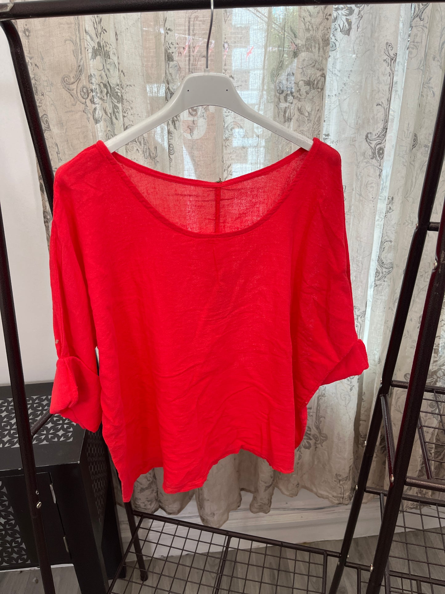 Sally Casual Round Neck Linen Top
