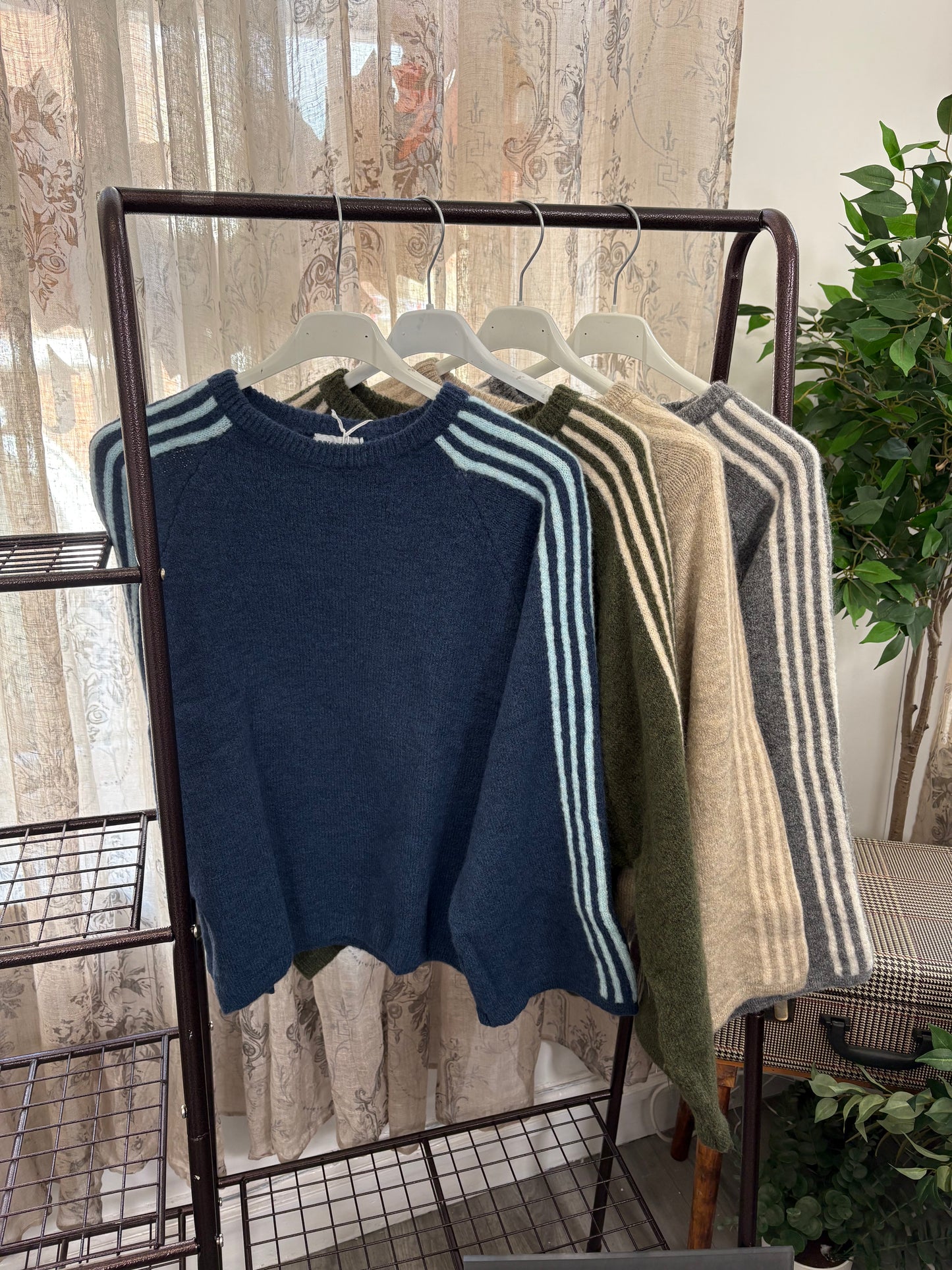 Ladies Striped Sleeve Jumper