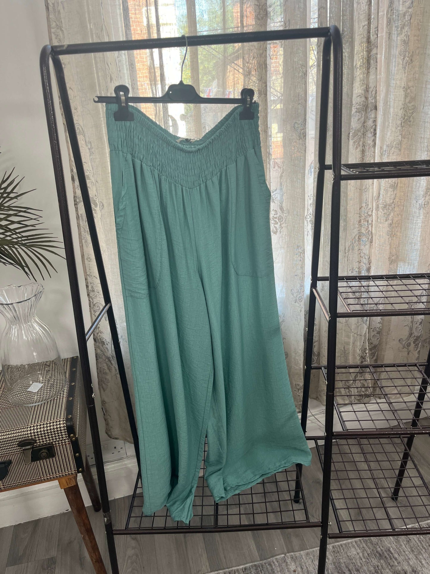 Olive Elasticated Waist Wide Leg Palazzo Trouser