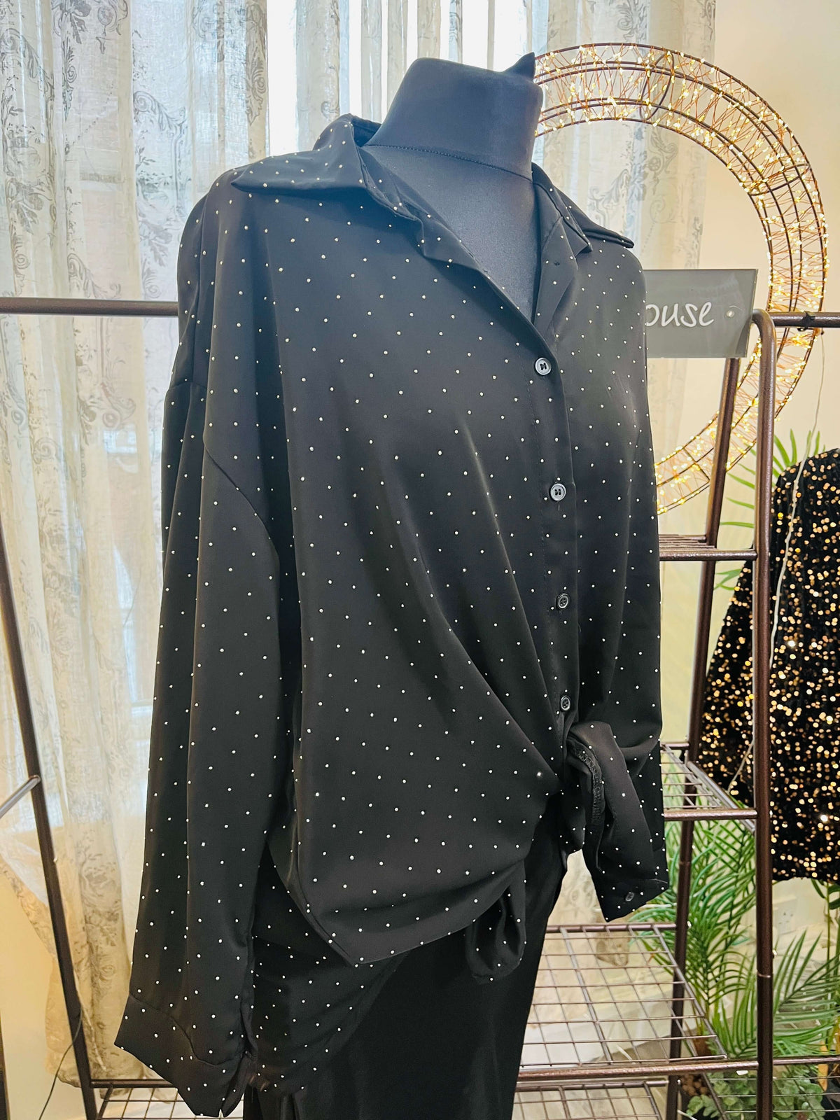 Silver Stud Satin Feel Shirt