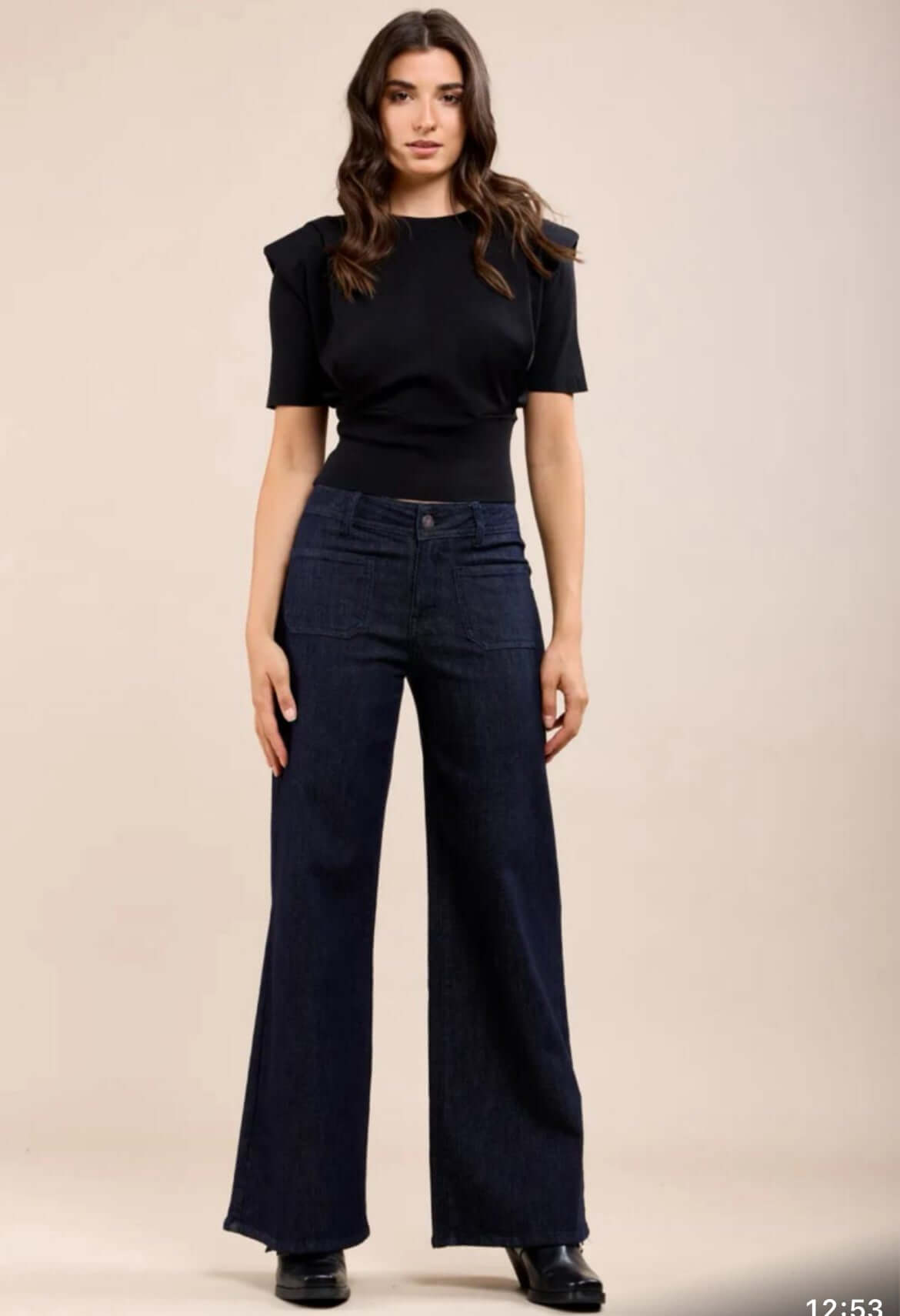 Toxik Patch Pocket Wide Leg Jean - Dark Denim