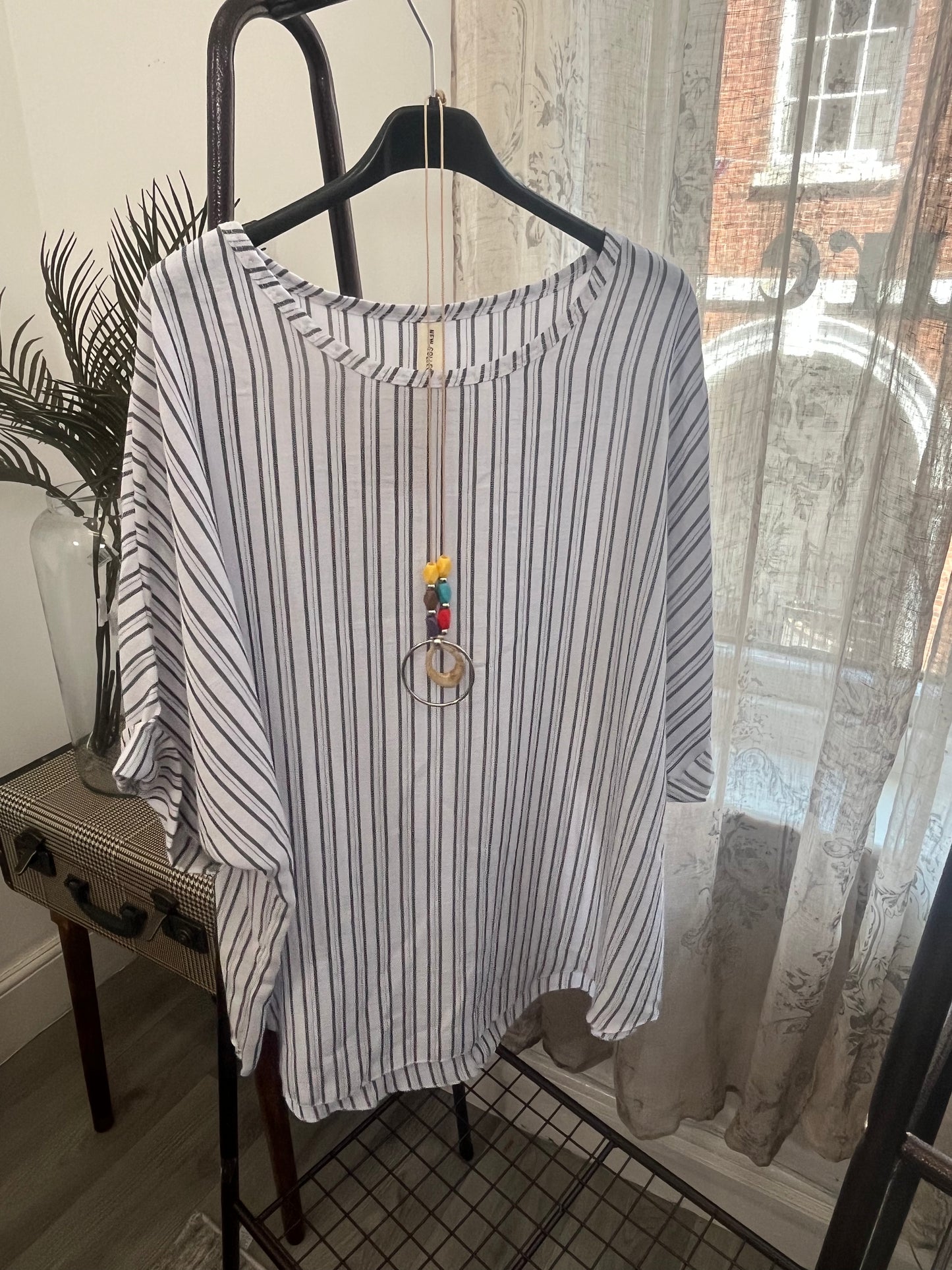 Ladies Relaxed Fit Pin Stripe Top