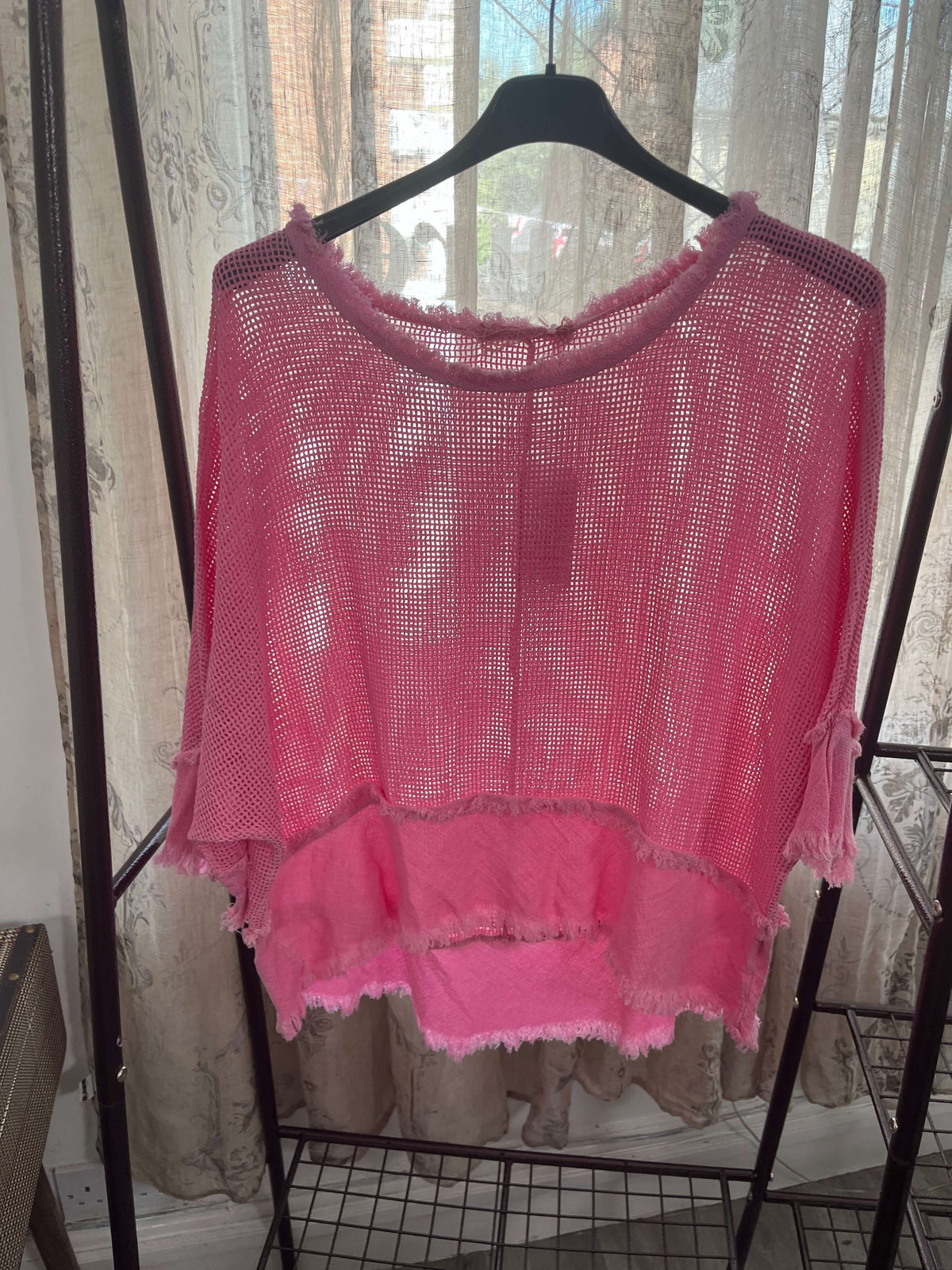 Valarie Fringe Detail Waffle Top