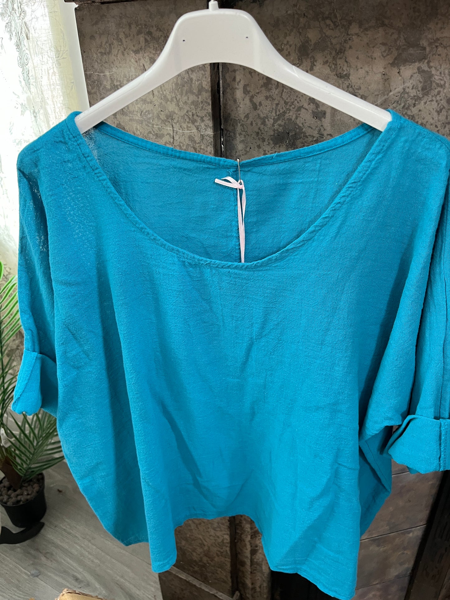 Sally Casual Round Neck Linen Top