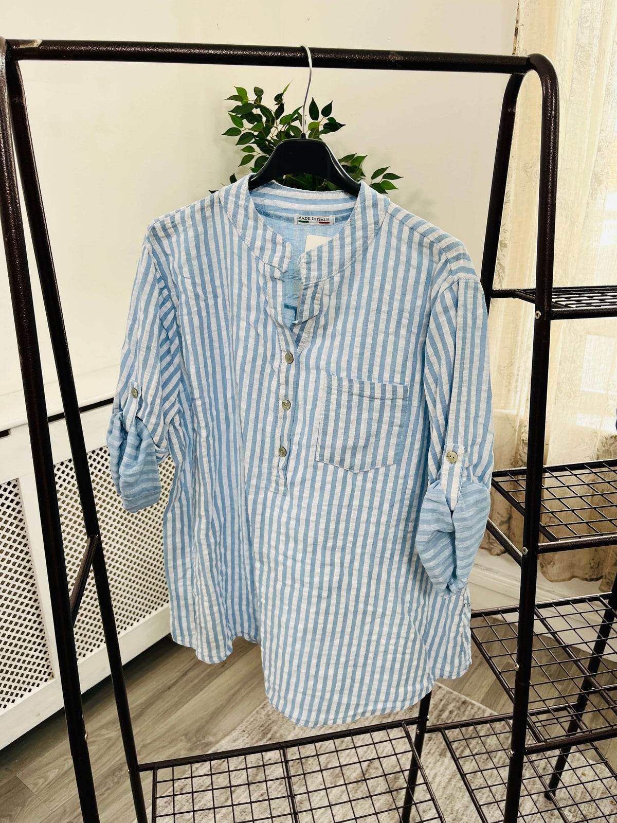 Louisa Casual 3 Button Blouse - Stripe
