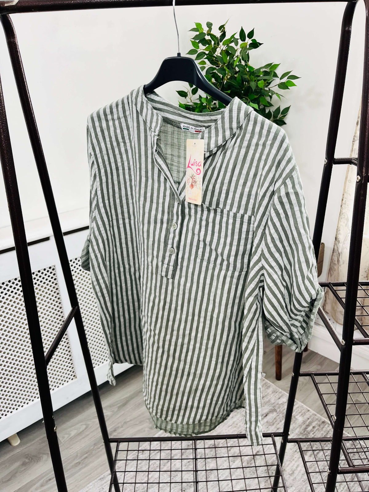 Louisa Casual 3 Button Blouse - Stripe