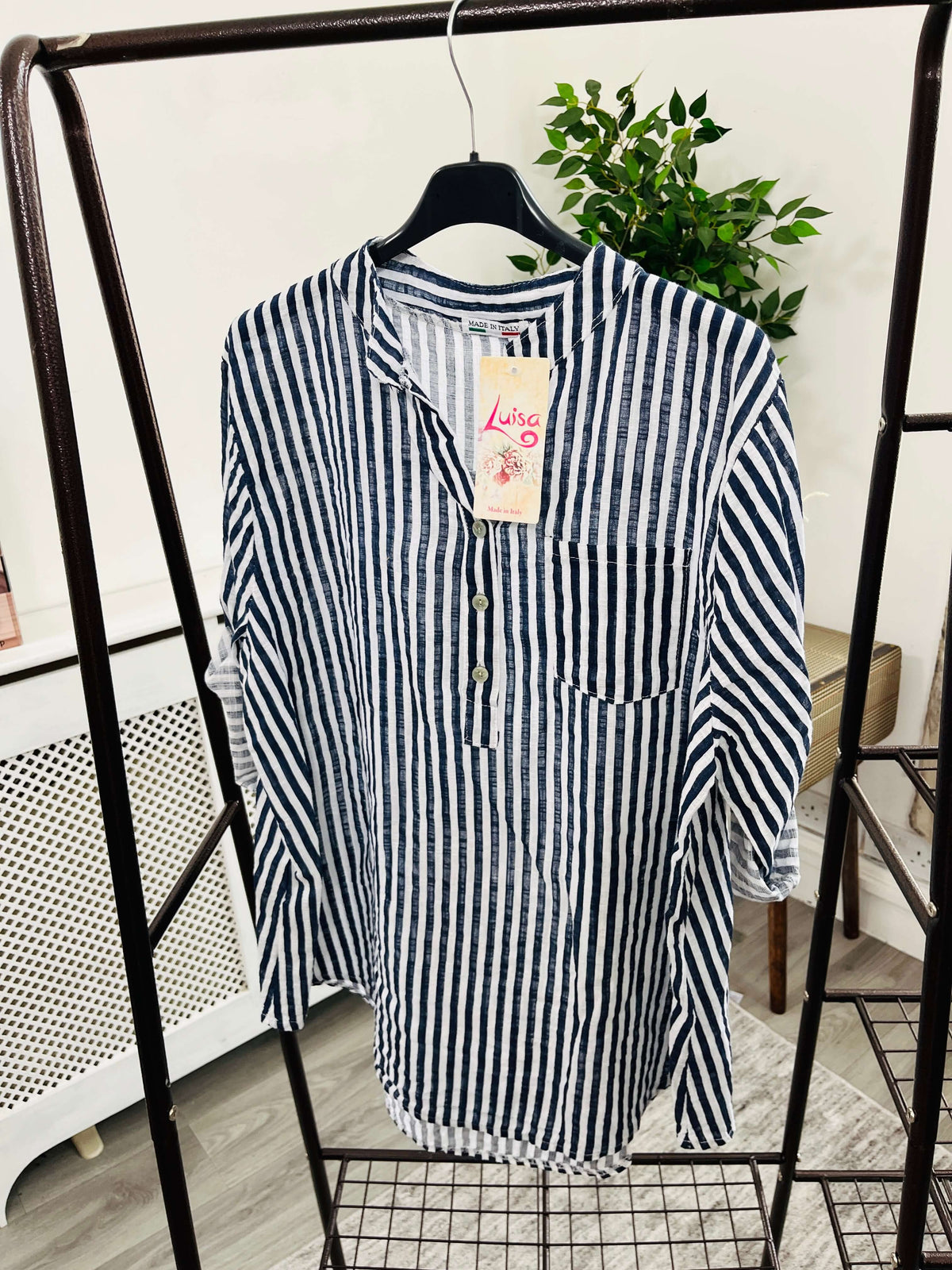 Louisa Casual 3 Button Blouse - Stripe