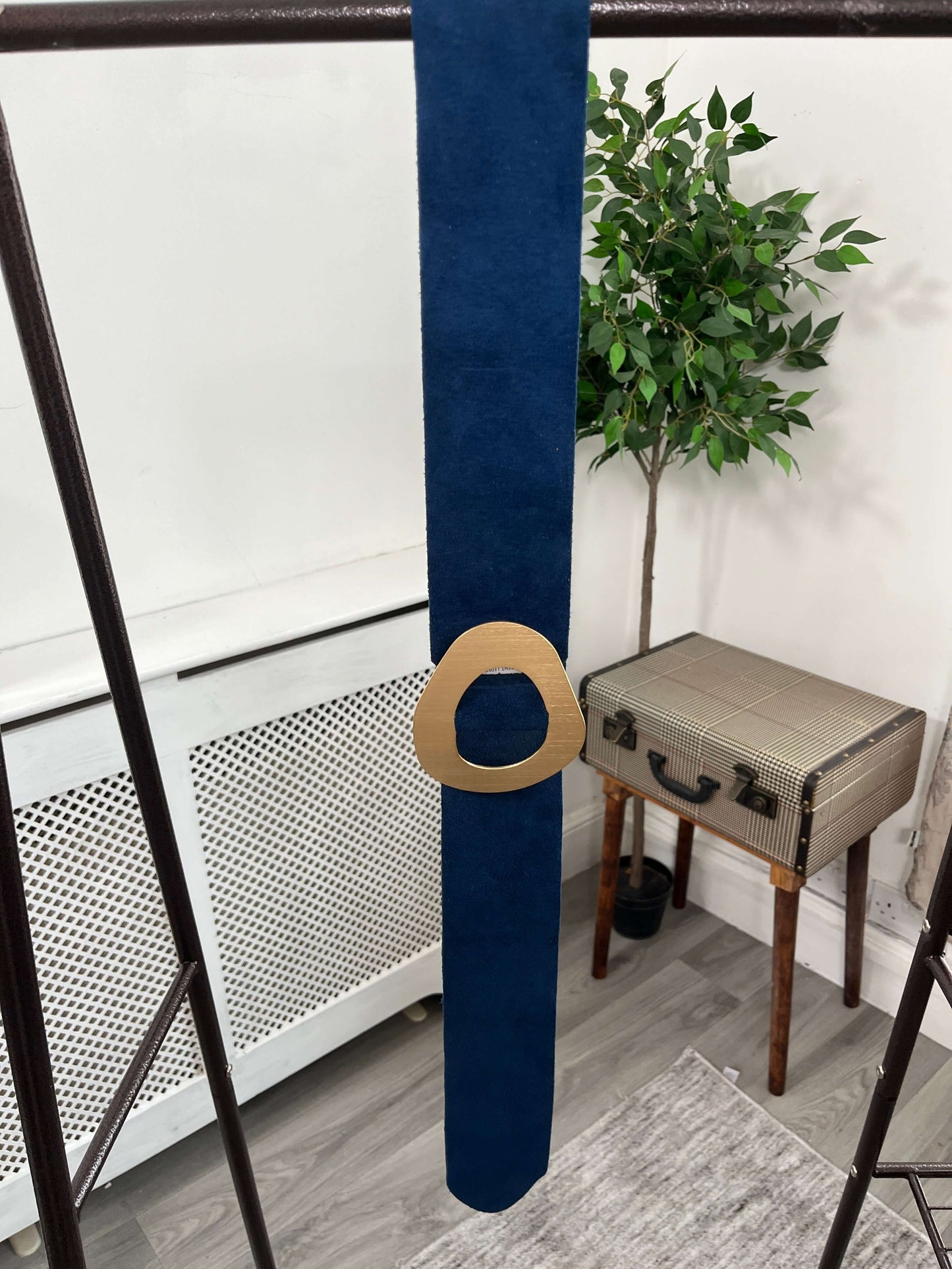 Real Suede Leather 'cinch in' Gold Detail Belt