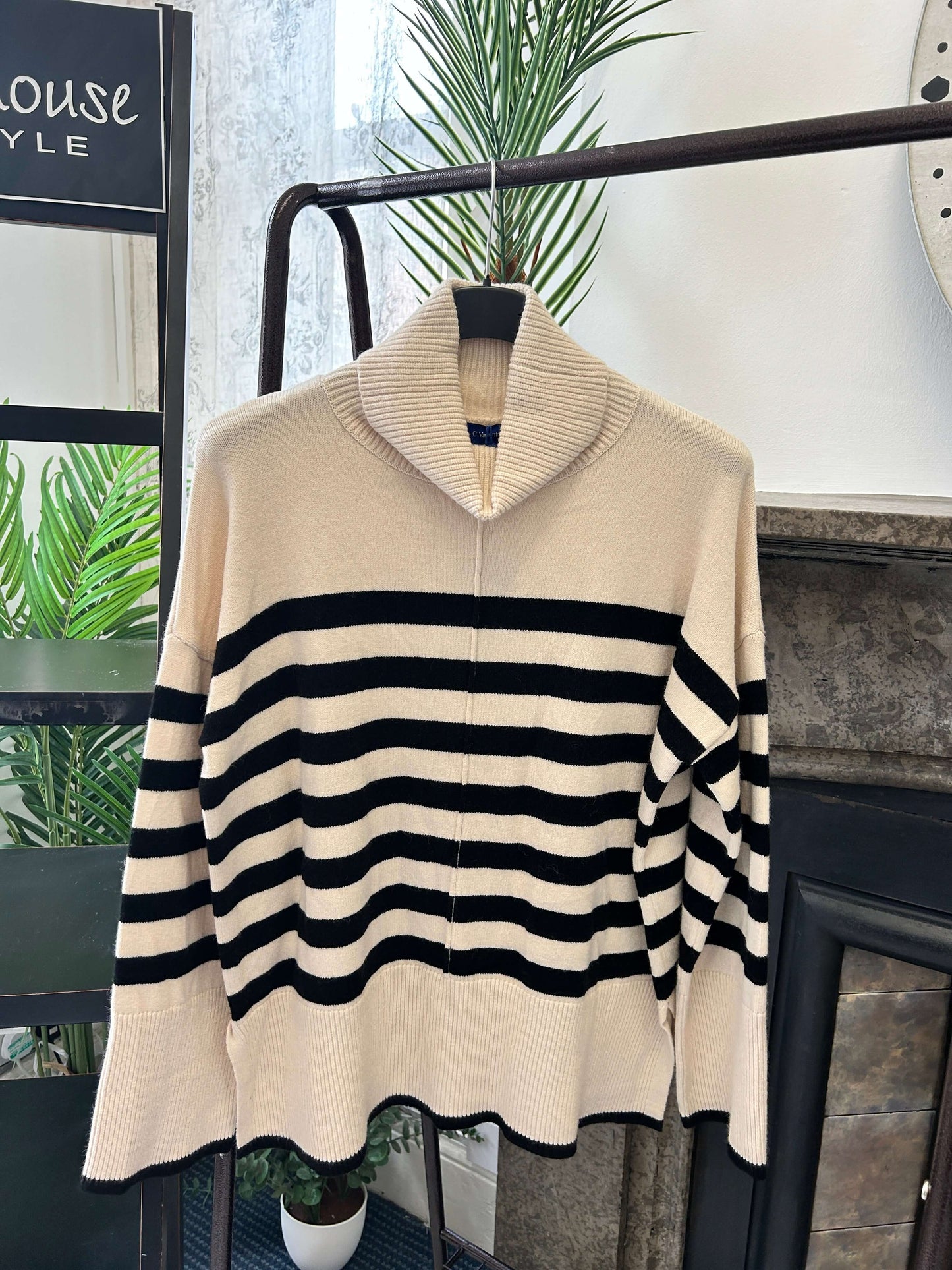 Roll Neck Striped Boxy Jumper
