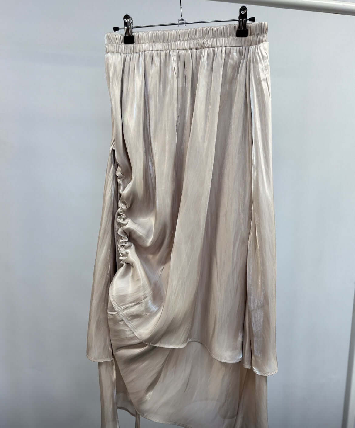 Oyster Double Layer Textured Sateen Skirt