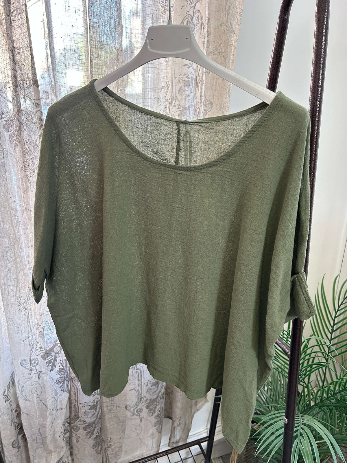 Casual Round Neck Linen Top